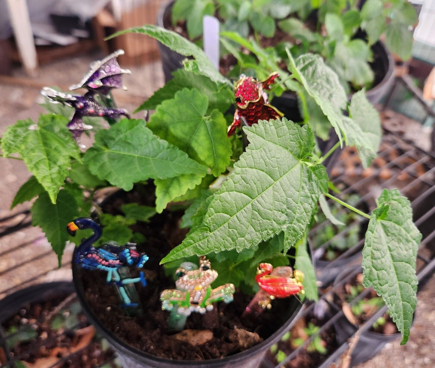 Plant Buddies-Handcrafted Dark FLAMINGO Plant / Garden Stake