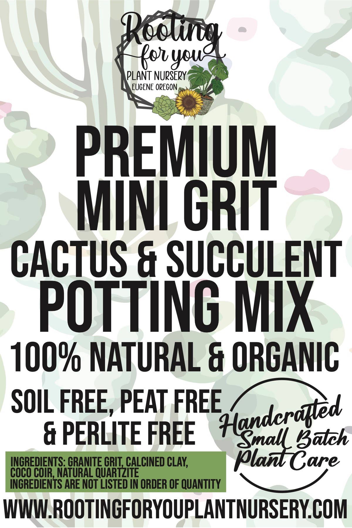 MINI GRIT Cactus & Succulent Premium Potting Mix: 1/2 Gallon
