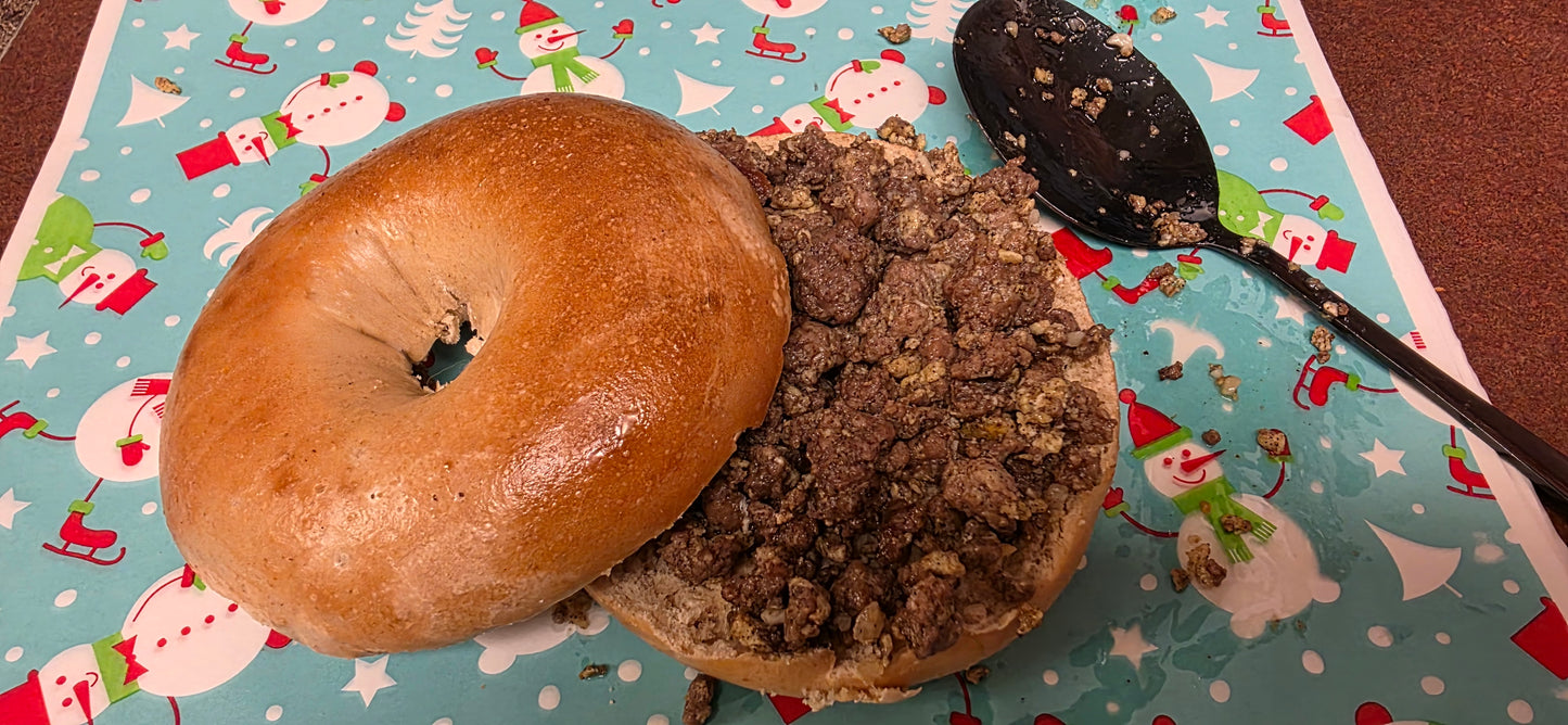 Meat on a bagel