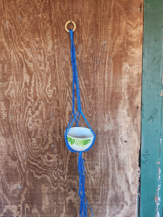 Handmade Blue Macrame PLANT HANGER